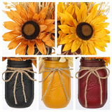 Fall Sunflower Mason Jar Centerpiece – Artificial Autumn Flowers in Rustic Glass Vase with Rope, Farmhouse Table Decor for Thanksgiving, Kitchen, Tiered Tray, Living Room, Mantel, Bathroom, Wedding DILATATA