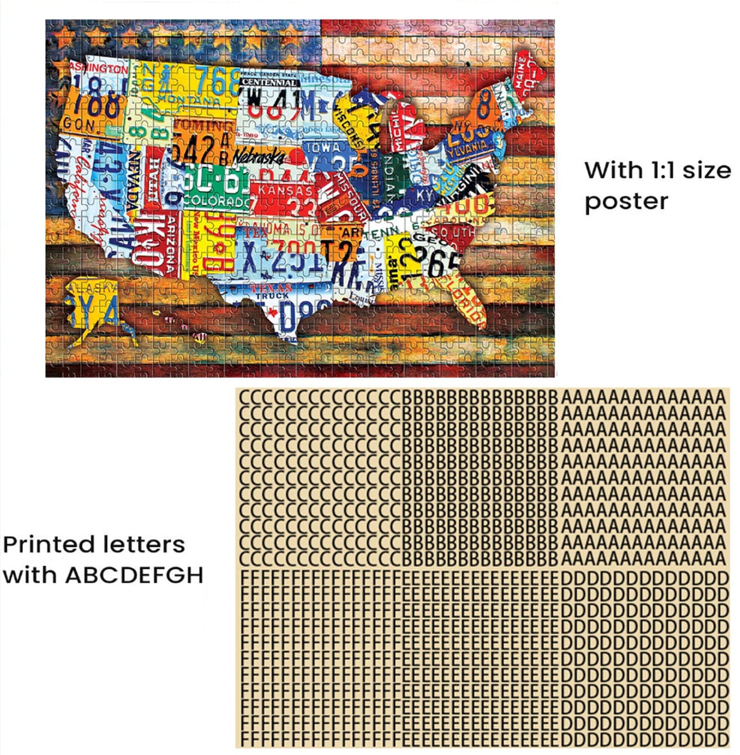 500-piece Wooden Jigsaw Puzzle in car-Plate map Pattern Recommended for Adults and Children as an Intellectual DIY Game and a Domestic Decoration Gift for Friends