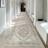 KUTA Extra Long Runner Rug for Hallway 2.6x18ft, Oriental Washable Kitchen Runner Ivory, Non-Slip Stair Runners Indoor Soft Printed Distressed Tribal Farmhouse Carpet Large Area Runner KUTA