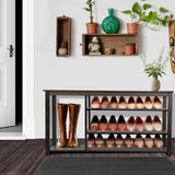 MACIFECI Shoe Rack Bench, 3 Tier Shoe Bench for Rustic Solid Wood Entryway Farmhouse Style Hallway Living Room, 39.4" MACIFECI