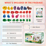 TOPNEW 32 Rock Climbing Holds Multi Size for Kids, Adult Rock Wall Holds Climbing Rock Wall Grips for Indoor and Outdoor Playground Play Set - Includes 2 Inch Mounting Hardware TOPNEW