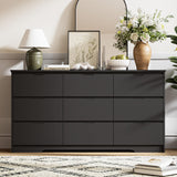 Tradre 59'' Black Dresser for Bedroom, 9 Drawer Wood Dresser with Handle Free, Large Modern Chest of Drawers for Home Office, Living Room, Entryway Tradare