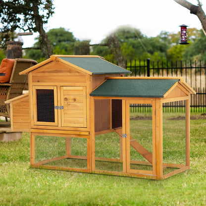 BestPet 66 Inch Wood Chicken Coop Hen House Pet Rabbit Hutch Wooden Pet Cage Backyard with Egg Box