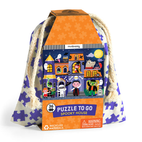 Mudpuppy Spooky House – 36 Piece Jigsaw Puzzle to Go Featuring an Adorable Haunted House with Spooky Friends Perfect for Travel and Boo Baskets Mudpuppy