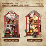DIY Miniature Dollhouse Greenhouse Building Room Kit, Wooden Diorama Book Nook House Kits Build Crafts for Adults, Mini Street Tiny Library House Making Kit 1:24 Scale Insgen