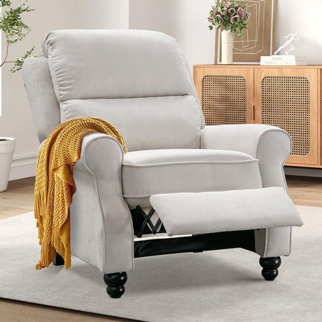 Bonzy Home Recliner Chair Accent Chair, Push Back Reclining Chair with Padded Seat, Single Sofa Fabric Recliners for Living Room Bedroom Home Theater, White Bonzy Home