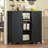 TEENFON Storage Cabinet with 2 Doors and 3 Adjustable Shelves, Entryway Cabinet, Coffee Bar for Living Room, Bedroom, Home Office, Entryway, Black TEENFON