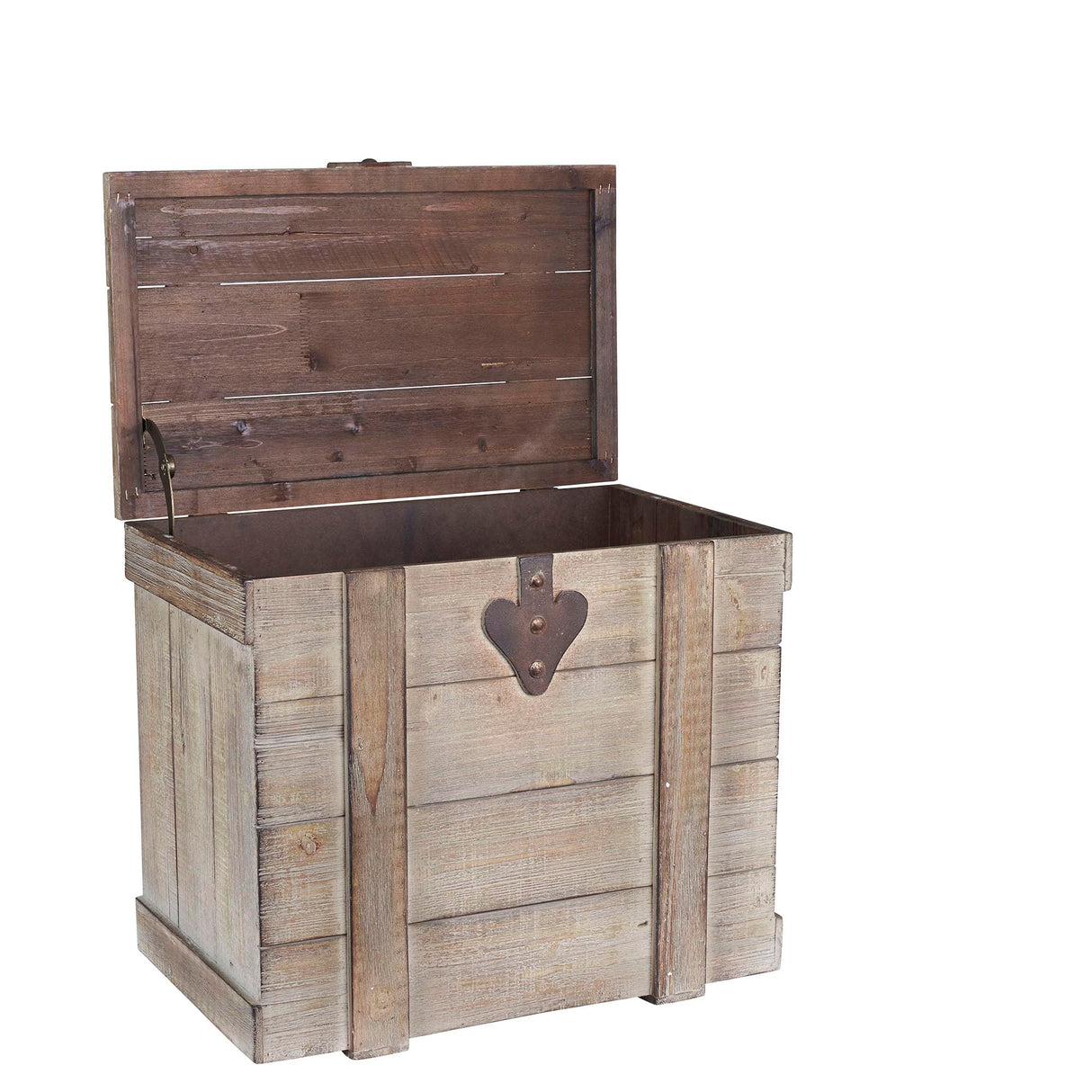 Household Essentials White Washed Rustic Decorative Wooden Trunk, Medium Household Essentials