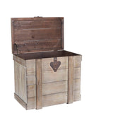 Household Essentials White Washed Rustic Decorative Wooden Trunk, Medium Household Essentials
