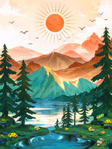 Yunnuo Landscape Diamond Art Kits for Adults,Diamond Painting Sunset Mountains,DIY Full Round Drill Gem Painting, Abstract Scenery Paint with Diamonds for Home Decor and Relaxation 16 x 12 inch Yunnuo