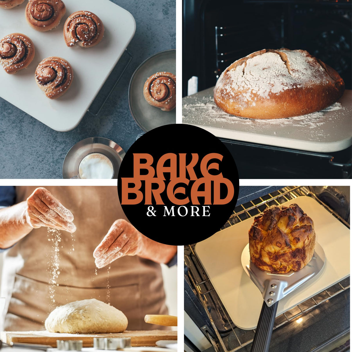 Pizza Stone for Oven and Grill Set - 5PCS Pizza Making Accessories Kit with 15 inch Stones, Peel, Cutter and Dough Tool - Large Rectangular Baking Oven Stones - Baking Stone for Bread Ritual Life