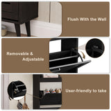 ChooChoo Shoe Storage Cabinet with 2 Flip Drawers, Deodorizing Shoe Cabinet Organizer with Open Storage, Freestanding Hidden Narrow Slim Shoe Rack Cabinet Space Saving for Entryway, Black ChooChoo