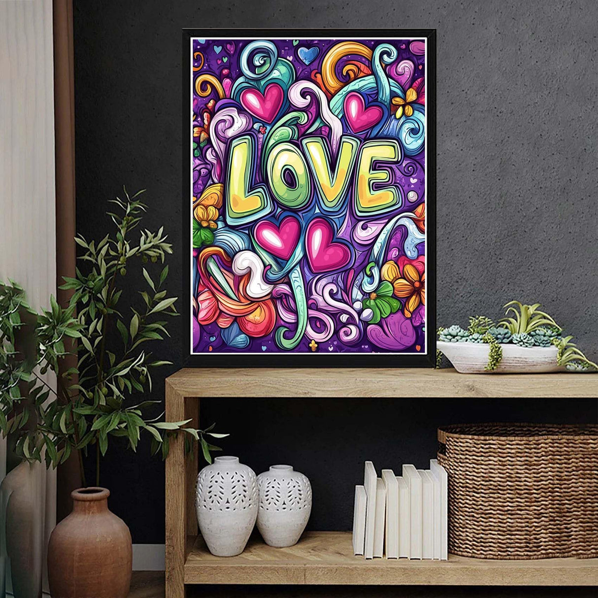 VAIIEYO 5D DIY Diamond Art Kits for Adults Love, Diamond Painting Letter, Diamond Art Full Drill Round Rhinestone Craft Canvas for Home Wall Decor Gift 12x16 inch-51 VAIIEYO