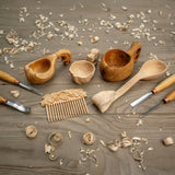 BeaverCraft, Wood Carving Bent Gouge K8a/14 0.55" - Spoon Carving Tools - Woodworking Hand Chisel Compact Wood Carving Knife for Beginners and Profi - Hobbies for Adults and Kids - Carbon Steel Blade BeaverCraft