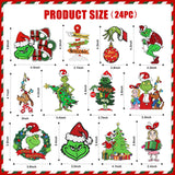 24PCS Christmas Decorations, Wooden Christmas Tree Ornaments, Grinc Christmas Decorations Christmas Ornaments Set Party Home Hommtina