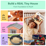 Mini House Building Kit for Kids Age 8+ - Block Building Toys with Real Mini Bricks, STEM Creative Gifts for Boys Girls- DIY Tiny House Construction Set Greek Science