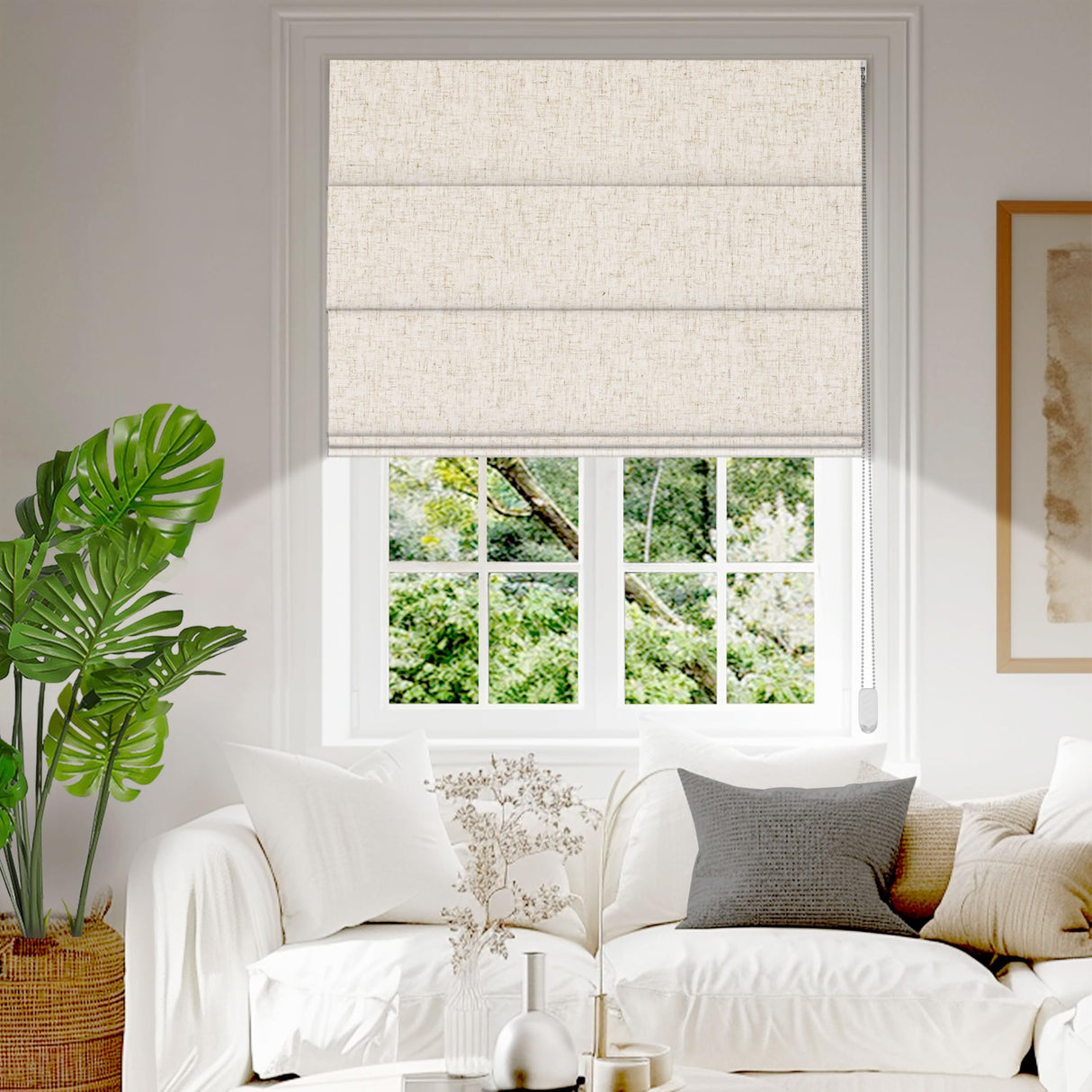 BERISSA Roman Shades for Windows, Blackout Roman Blinds,Room Darkening Thermal Insulated Window Shades for Home Living Room Bedroom,Linen Beige,Custom Size BERISSA