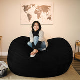 Big Joe Fuf XL Foam Filled Bean Bag Chair with Removable Cover, Black Plush, Soft Polyester, 5 feet Giant Big Joe