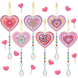 Perthlin 6 Pieces Pink Heart Diamond Art Kits Double Sided Heart Suncatchers Wind Chimes Diamond Art Ornaments for Craft Gifts Hanging Accessories Perthlin