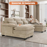 OUYESSIR 110" U Shaped Cloud Sectional Sofa with Deep Seat Cushions, Modern Comfy Chenille Couch, 4 Seater Fluffy Sectional Couches for Living Room with Double Chaise(Light Brown) OUYESSIR