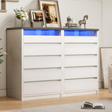 Jocoevol Larger White 5 Drawer Dresser for Bedroom with LED Light, Modern Chest of Drawers with Hidden Handles, Tall Wooden Dresser Closet for Living Room, Entryway, Hallway - White Jocoevol