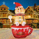 7.5 FT Christmas Inflatable Outdoor Decoration, Gingerbread Man Hot Cocoa Cup Christmas Blow up Yard Decorations with Buit-in LEDs, Gingerbread Inflatable Holiday Indoor Outdoor Party Patio Xmas Gifts Pattiumo