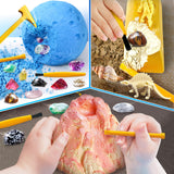 UNGLINGA Gemstone Excavation Gem Rock Dig Science Experiments Kit for Kids, Excavate 15 Gems and 4 Plastic Dinosaur Fossil Skeletons, Christmas Birthday Toys Gifts Idea for Girls and Boys UNGLINGA