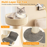 Tangkula Wood Cat Tree, 47 Inch Multi-Layer Cat Tower with 5.7” Thicker Sisal Covered Scratching Posts & Carpet, Padded Top Perch, 2 Jumping Platforms, Hammock, Modern Cat Tree Tower for Indoor Cats Tangkula