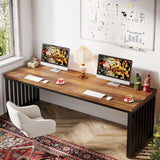Tribesigns 78" Modern Large Office Desk, 2-Person Computer Workstation, Industrial Wooden Desk with Metal Legs, Perfect for Home Office, Gaming, Working Tribesigns