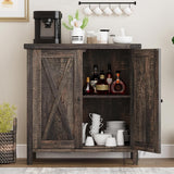 GarveeHome Farmhouse Sideboard Buffet Cabinet with Storage,Small Coffee Bar, Kitchen Storage Cabinet with Adjustable Shelf and 2 Barn Doors,for Living Room, Dining Room,Entryway，Rustic Oak GarveeHome