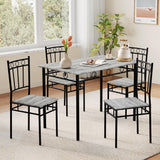 Vipbear Kitchen Dining Table Set for 4, 5-Piece Kitchen Table Set,Dining Room Table Sets,Rectangular Kitchen Table Set with 4 Chairs for Small Space, Dinette,Apartment,Rustic Grey Vipbear