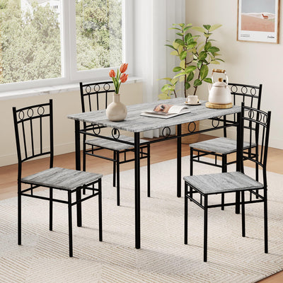 Vipbear Kitchen Dining Table Set for 4, 5-Piece Kitchen Table Set,Dining Room Table Sets,Rectangular Kitchen Table Set with 4 Chairs for Small Space, Dinette,Apartment,Rustic Grey