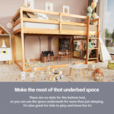 TOLEAD Low Bunk Bed Twin Over Twin, Floor Bunk Bed with Ladder, Twin Bunk Bed with Full Guardrails, Wooden Bunk Bed for Juniors, Boys, Girls, Kids, Bedrooms (Natural) TOLEAD