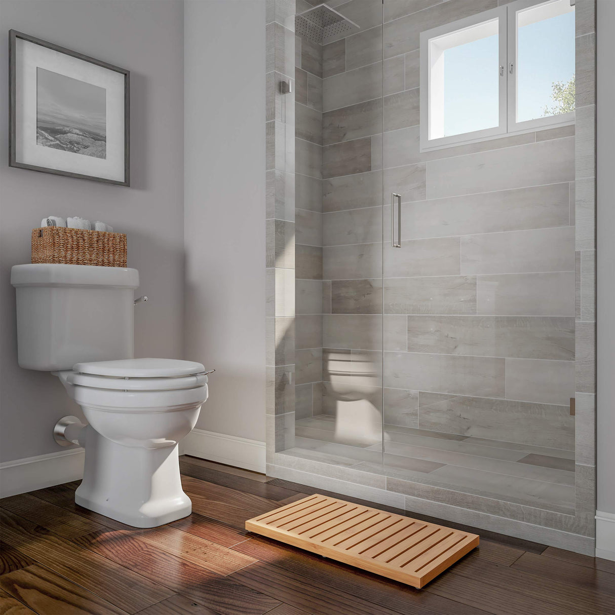 Lavish Home Bamboo Bath Mat-Eco-Friendly Natural Wooden Non-Slip Slatted Design Mat for Indoor and Outdoor Bathtub, Shower, Sauna, Pool, or Hot Tub Lavish Home