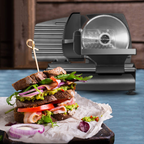 Chefman Electric Deli Slicer With Adjustable Slices, Stainless Steel Blades, Safe Feet - For Ham, Cheese, Bread, Fruit & Veggies Chefman