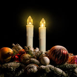 24PCS LED Flameless Taper Candles Flickering with Remote Timer, Battery Operated Waterproof Christmas Tree Candles, Warm White Window Candles Lights, Perfect for Christmas, Home Decoration (Ivory) FPOO