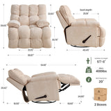VIKAYAMICS Oversized Rocker Recliner Chair 42” Power Swivel Recliner for Living Room Overstuffed Extra Wide Rocking Recliners with Breathable Soft Fabric Up to 400lbs(Manual Beige) VIKAYAMICS