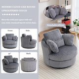 YABTOP Oversized Swivel Accent Barrel Chair with Pillows,Modern Round Plush Cuddler Reading Chair Comfy for Bedroom Living Room,Corduroy Gray YABTOP