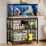 MILEFA Reinforced 40-50 Gallon Aquarium Stand with Power Outlet | Ultra-Stable 750LBS Capacity Metal Fish Tank Stand for Reptile/Aquatic Setups, 5-Tier Adjustable 37"x19" Steel Shelving System MILEFA