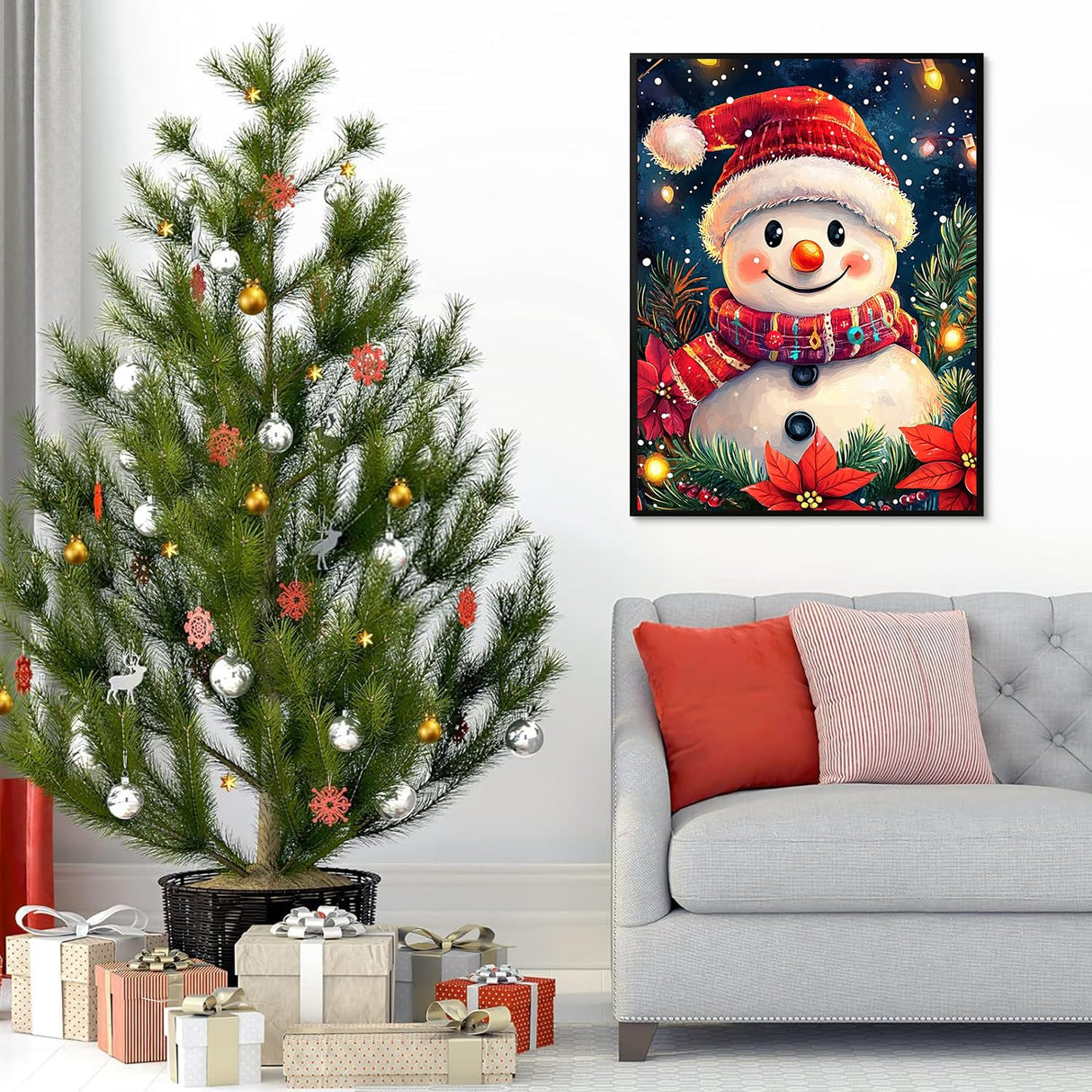 Christmas Paint by Numbers for Adult,Snowman Paint by Numbers Kit for Adults Beginners, DIY Acrylic Painting on Canvas for Home Wall Art Decor 16x20 Inch Mandun