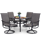 PHI VILLA 5 Piece Patio Dining Set Clearance with 4 Swivel Dining Chairs & 1 Square Metal Dining Table with 1.57 inches Hole, for Outdoor Kitchen Lawn & Garden Black Coated PHI VILLA