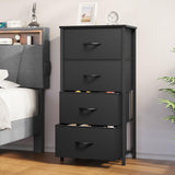 YITAHOME Storage Tower with 4 Drawers - Black Fabric Dresser, Organizer Unit for Bedroom, Living Room, Closets - Sturdy Steel Frame, Easy Pull Fabric Bins & Wooden Top YITAHOME