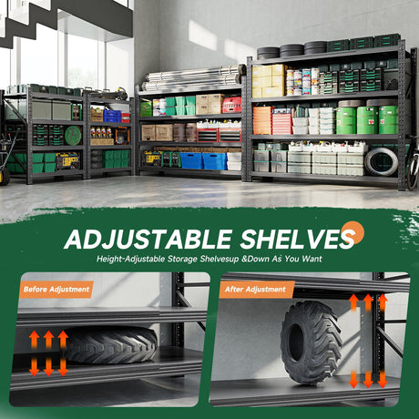Letaya 68" W Storage Shelves Heavy Duty, 7000LBS Garage Shelving Units, 4 Tier Adjustable Utility Rack Shelf,Large Metal Industrial Shelves,for Shop,Warehouse,Basement (68" W x 24" D x 64" H) Letaya