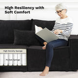 ovios Modular Sectional Sofa Couch, L-Shaped Minimalist Couches with 2 Ottomans Chaise, Comfy Deep Seat Cloud Plush Corduroy Living Room Sofas Set, 6 Seat Large Cushions, Black ovios