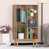 5 Cube Small Bookshelf,3 Tier Mid-Century Modern Bookcase with Legs,Wood Kids Bookshelves Storage Organizer Shelf,Free Standing Narrow Book Shelves,Oak Grey Corner Bookcases for Bedroom,Living Room LEYAOYAO