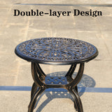 GXOUTAL Cast Aluminum Outdoor Side Table, All Weather Round Small Coffee Table for Patio,Park,Lawn,Yard (18.5" Bronze) GXOUTAL