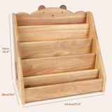 Woodtoe Kids Montessori Bookshelf with Chalkboard & Storage - Natural Wood Bookcase for Early Reading Woodtoe