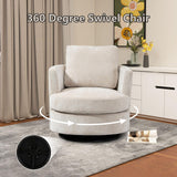 ODUWA Swivel Barrel Chair,31.9" W Modern Round Accent Arm Chairs Upholstered Comfy 360 Degree Swivel Single Circle Club Sofa Chair for Nursery Living Room Bedroom, Beige ODUWA