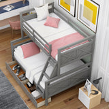 Merax Grey Twin Over Full Bunk Bed with Storage Drawers, Ladder and Guardrail, Convertible Design Merax