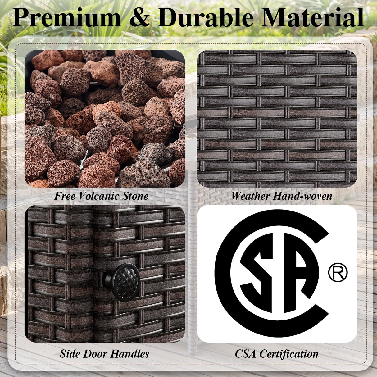 HUMMUH 6 Pieces Patio Furniture Set with Fire Pit,Outdoor Modular Sectional Loveseat Chairs with Table,All Weather PE Wicker Patio Conversation Sets for Deck Porch Backyard HUMMUH